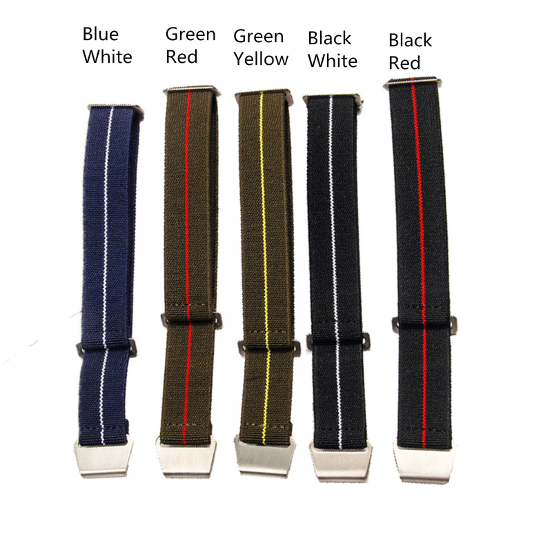22mm French Troops Parachute Style Watch Band Elastic Fabric Nylon Watch Strap Hook Buckle for Casio GShock GSteel GST110 GSTB100 GST300 GST400