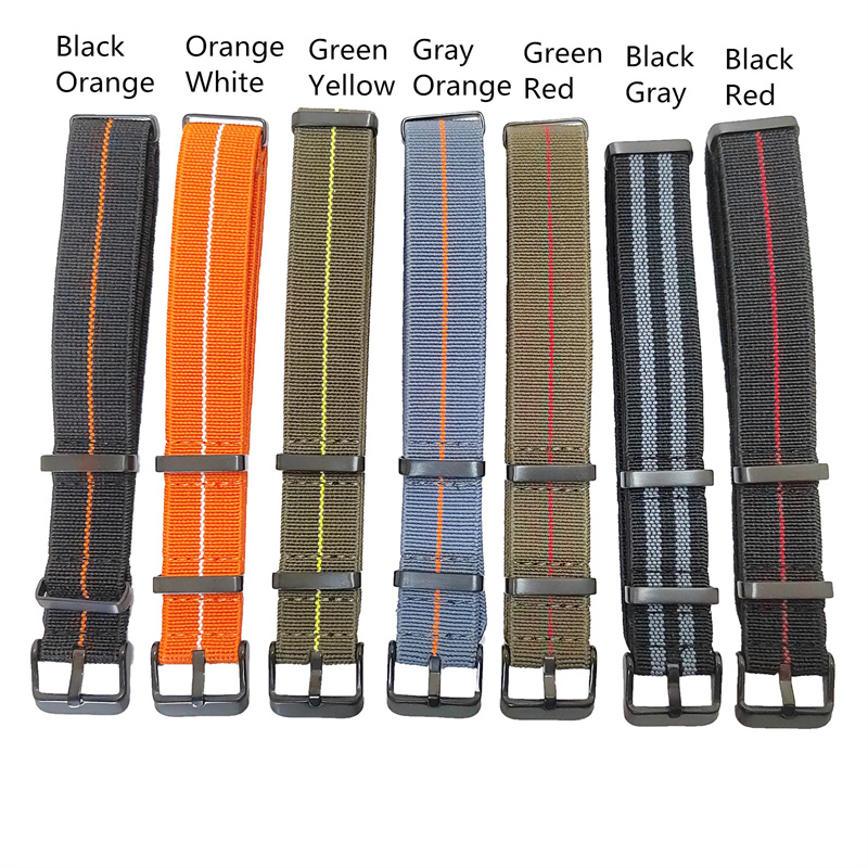 20mm Nylon One Piece Watch Band Military Style Parachute Premium Striped Elastic Watch Strap for Casio GShock GMW-B5000 Metal Square