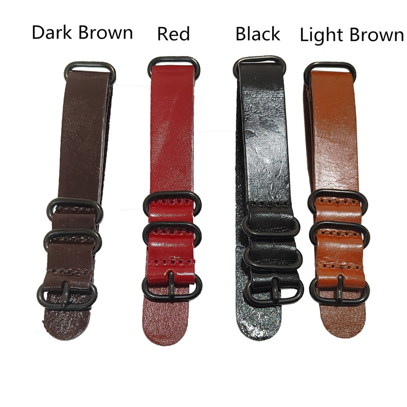 22mm Crazy Horse Oiled Leather One-Piece Military Watch Strap Metal Adapters for Casio GShock GSteel GST110 GSTB100 GST300 GST400