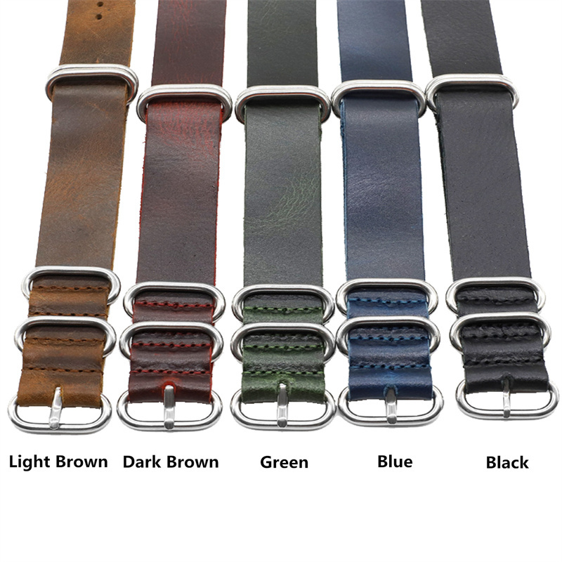24mm Crazy Horse Oiled Leather One-Piece Military Watch Strap Metal Adapters for GGB100 Casio GShock GG-B100